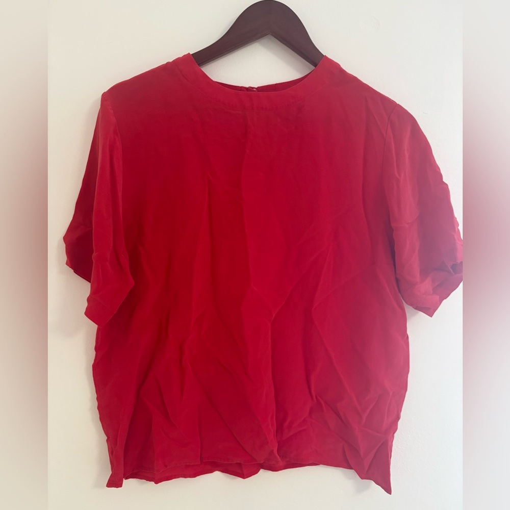 Classic Red Women's Blouse 100% Silk Corporate Timeless Old Money Aesthetic